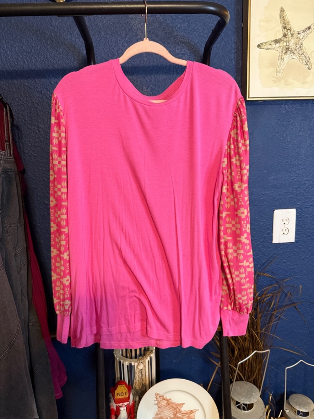 Women’s Pink Long-Sleeve Crewneck Top